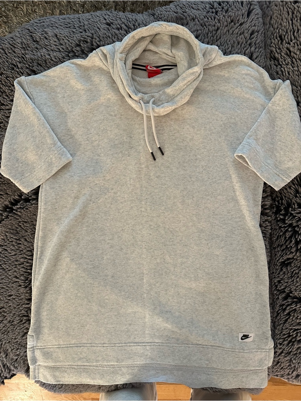 Nike Sportswear Heather Gray Short-Sleeve Long Hoodie